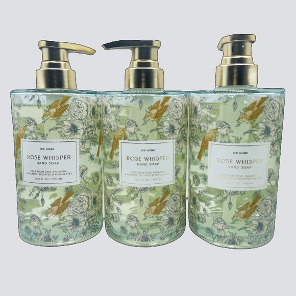 NEW 3x DW Home Rose Whisper Glass Bottle Hand Soap - 16 fl oz - Picture 1 of 3